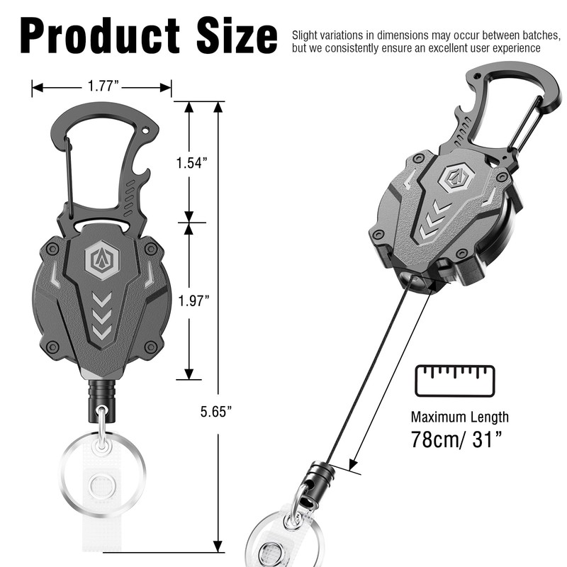 Autonomier 2Pack Heavy Duty Retractable Keychain, Tactical ID Badge Holder