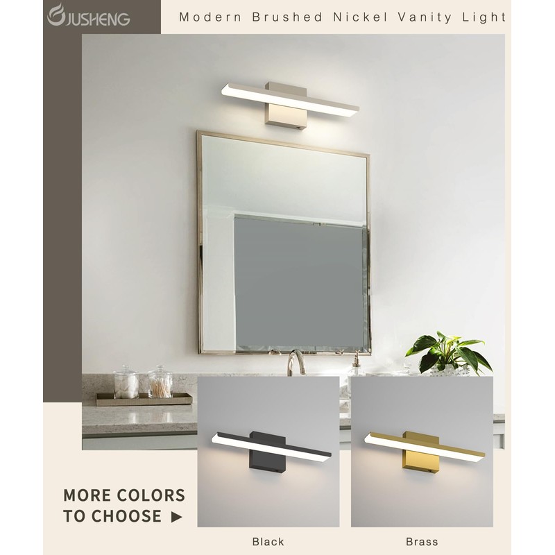 JUSHENG Brushed Nickel Vanity Lights for Bathroom Light Fixtures 5CCT
