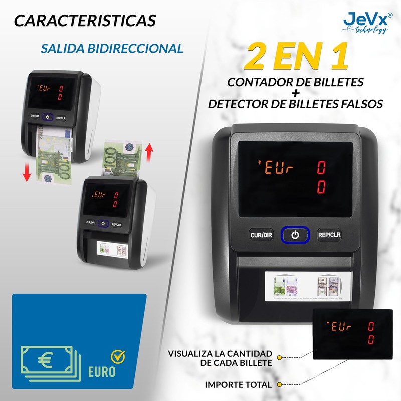 JEVX Counterfeit Money Detector and Counter Automatic Give Ticket in