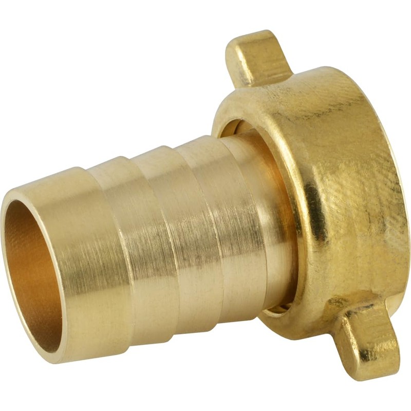 fittingteile Hose Nozzle with Wing Union Nut, Flat Sealing Brass
