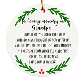 in Loving Memory of Grandpa Ornament, Double-Sided Printed 3" Ceramics Christmas Ornament, Grandpa Memorial Sympathy Keepsake Gift for Loss of Grandfather, Papa