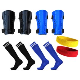Haploon Shin Guards Soccer Football Shin Pads Protector Calf Protective Gear for 5-12 Old Kids, Teenagers, Boys,Girls,with 2 Pair Long Sleeve Soccer Socks