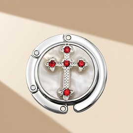 Purse Hanger for Table， Zinc Alloy Cross Purse Hook for Table， Hanger Bag Hook，Bag Holder for Table，Handbag Hanger (red)