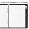 A5 Grid Refill Paper, 6-Hole Graph Paper, 100Sheets / 200Pages