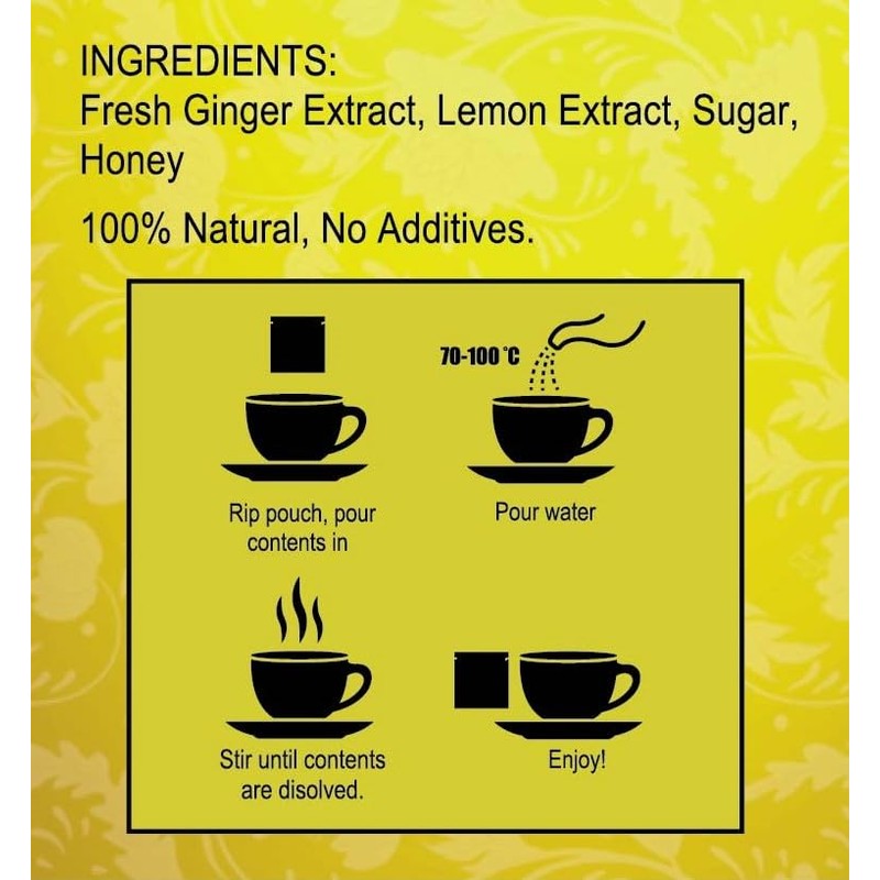 GT Instant Honey Lemon Ginger Tea, 2.64 Ounce Box (5