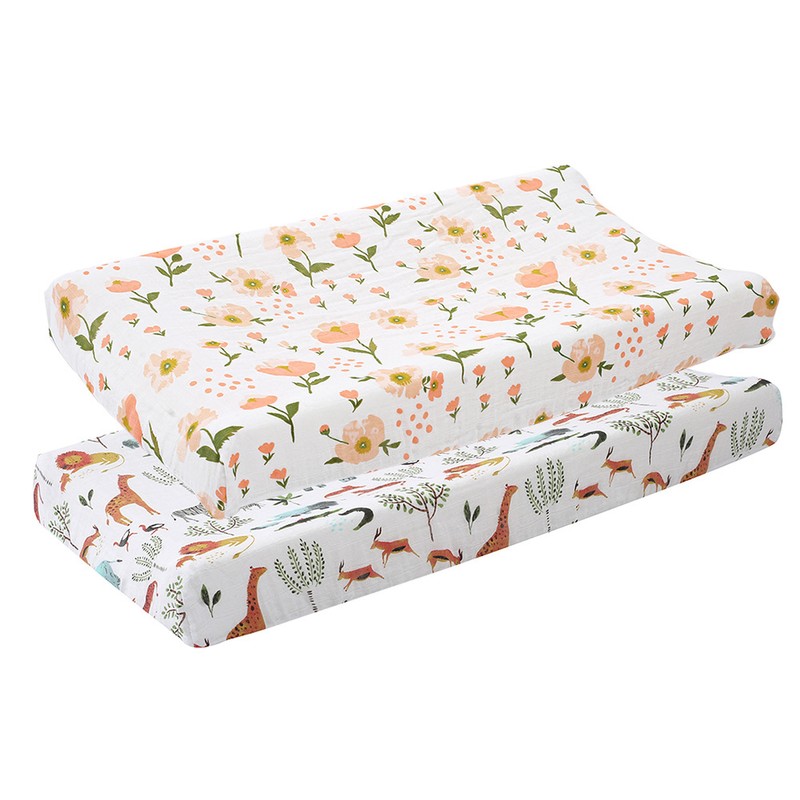 2pcs Baby Diaper Changing Covers Printing Cotton Yarn Removable Infant
