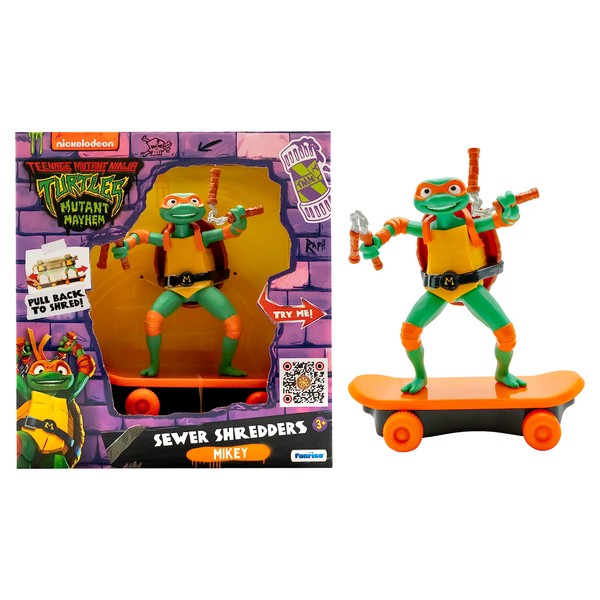 Teenage Mutant Ninja Turtles 71058 Mutant Mayhem, Sewer Shredders Movie Edition Michelangelo TMNT Switch Kick Skater, Ages 3+ Gifts & Toys, Multicoloured, 16.5cm