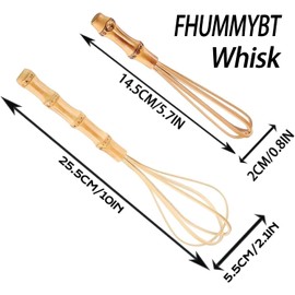 Handmade Wood Whisks for Cooking - 5.7In Natural Bamboo Whisk, Mini Wooden Whisks for Whisking, Beating, Blending, Frothing & Stirring (5.7Inches + 10Inches)