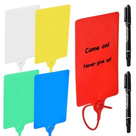 LUFEIS 100Pcs Plastic Tags with Marker Pens, Reusable Blank Cable Tie Labels, Assorted Colors Waterproof Shipping Tags for Labeling Luggage, Self-Locking Zip Ties with Labels for Marking & Organizing