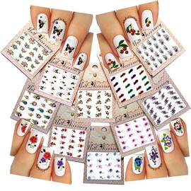 Nail Art Water Slide Tattoo Stickers Adorable Flowers/Fish/Butterflies/Flowers For an Elegant Manicure 10 - Pack/RTUNIII/