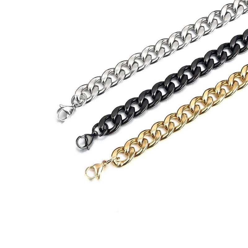 Cadoline Stainless Steel Bracelet 3-13mm & 7-10 Inch Black Gold/Silver
