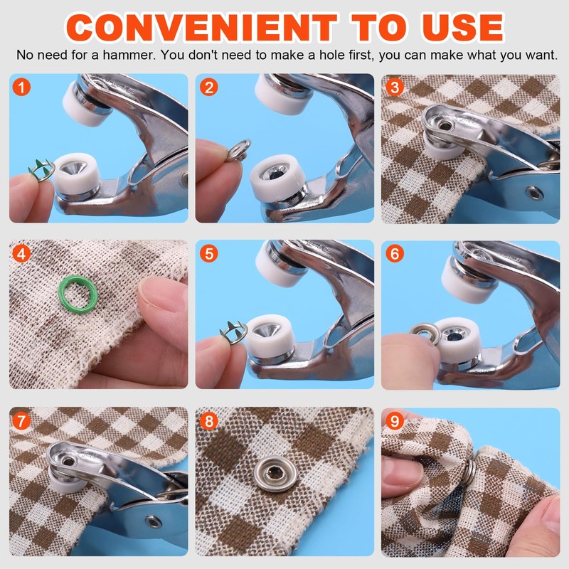 Tanstic 807Pcs(200 Sets) Snap Fasteners with Setting Tool Kit, 9.5mm