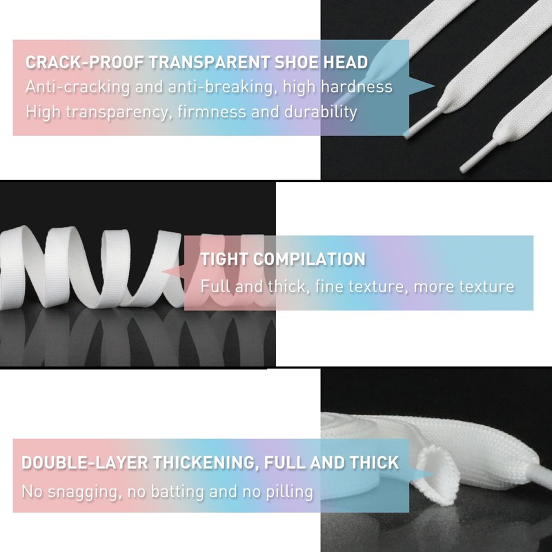 UamGlsob 2 Pairs 1/2''(1.2cm) Flat Thick Shoe Laces for Skate