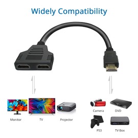 Batu HDMI Cable 1080P Male to Dual HDMI Female Multimedia Interface HDMI Splitter Adapter for 1 to 2 Way HDMI HD LED LCD TV