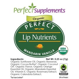 Perfect Supplements Perfect Supplements - Lip Nutrients Vanilla Lip Balm - With Calendula, Cocoa Butter & Vitamin E - Ultra Moisturizing Lip Care for Soft, Healthy Lips -3 Pack Mandarin Vanilla