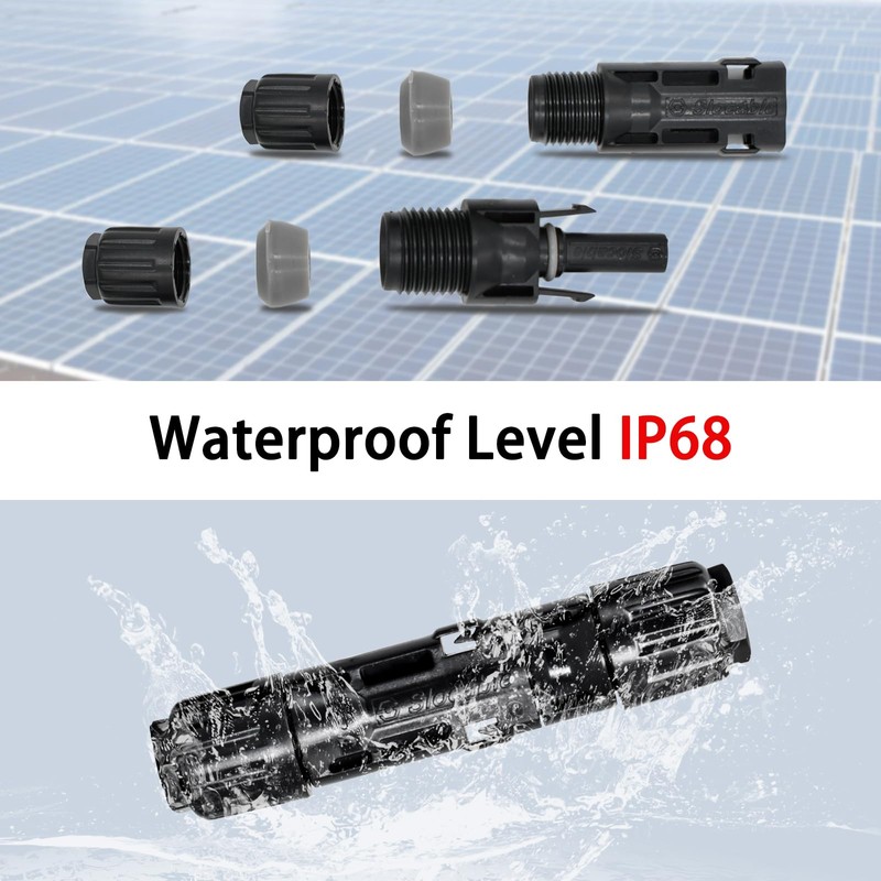 8AWG Solar Panel Connectors IP68 Waterproof 1500V 70A Solid Tinned