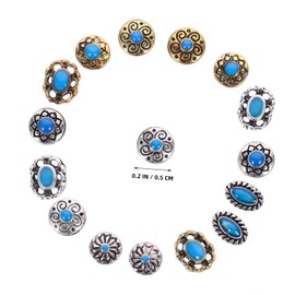 Vaguelly Retro Turquoise Crackle Nail Charms 32pcs Decorative Nail Art Jewels for Women DIY Manicure Accessories