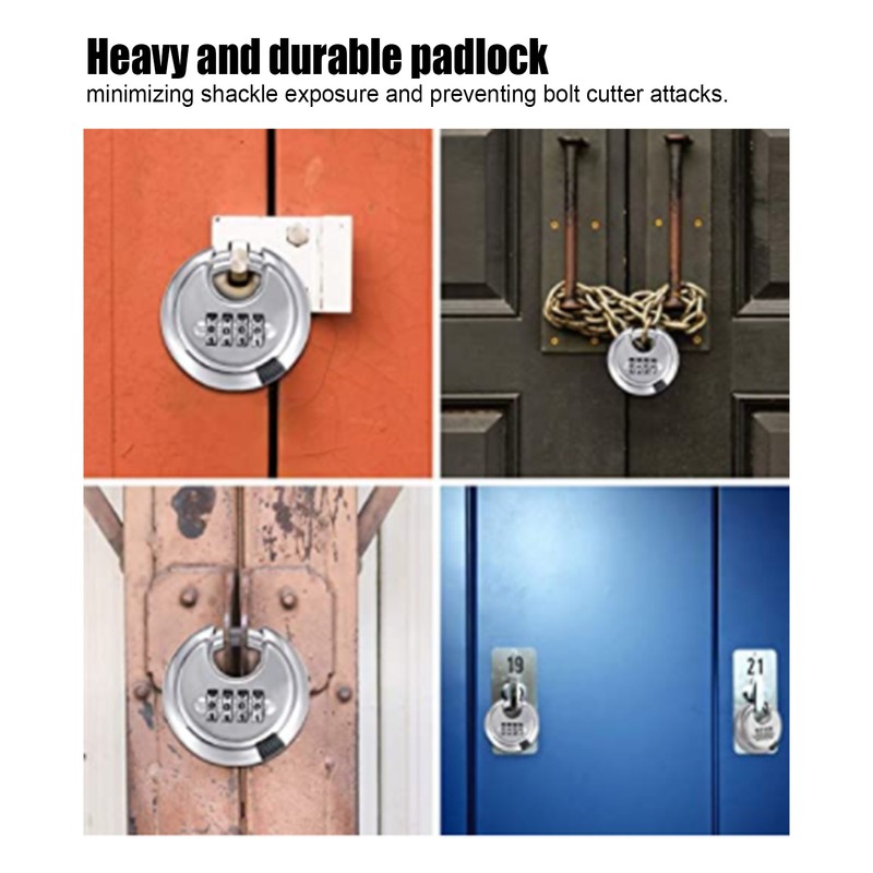 4 Digit Combination Disc Padlock with Hardened Steel Shackle Lock
