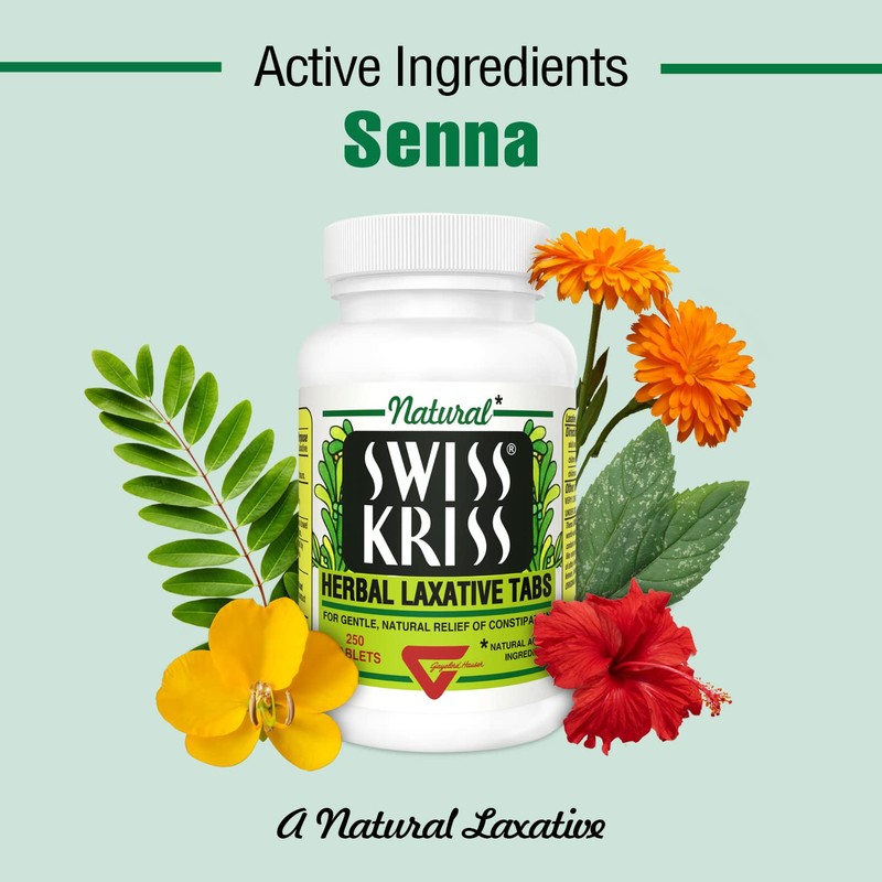 Swiss Kriss Herbal Laxative Tablets, Natural Laxatives for Constipation Relief,