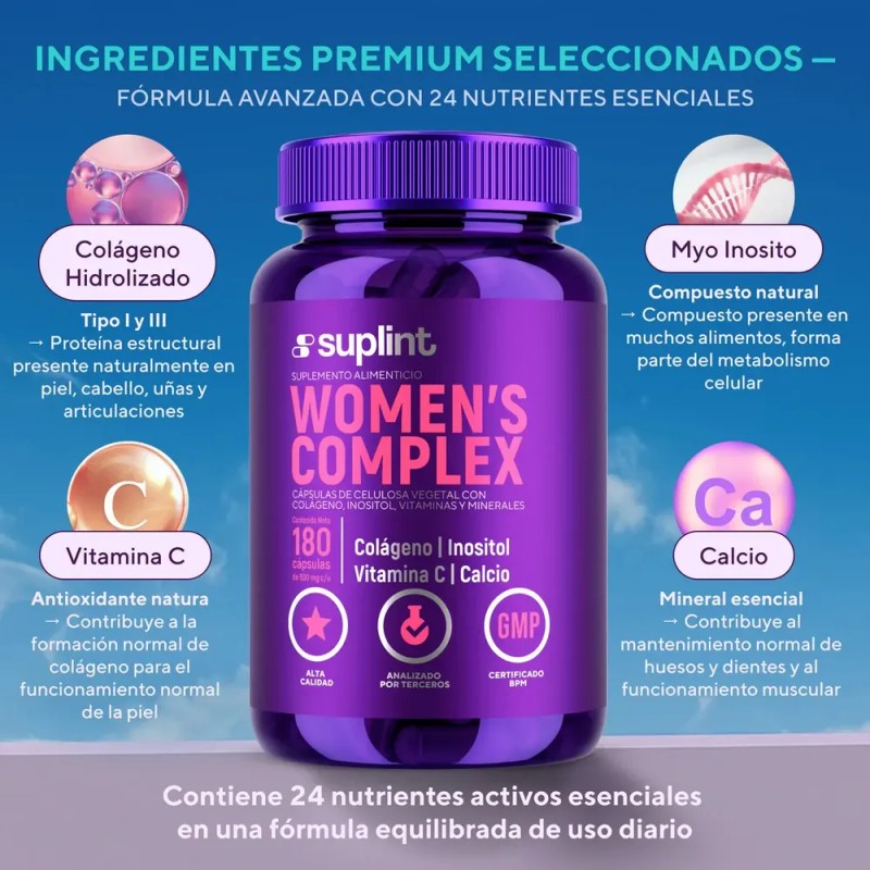 Multivitamínico Mujer Con Colágeno Y Biotina 180 Cápsulas Sin Sabor