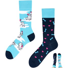 Todo Colours Funny Socks with Motif, Multicoloured, Colourful, Crazy for the Joy of Life - Beautiful Bulldog, size: 35-38