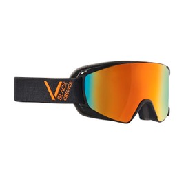 Black Crevice Ski Goggles - Schladming - Double Lens, Anti-Fog Coating, UV400 Protection (Black/Orange, M (Head Circumference 55-58 cm)