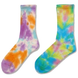 Healthknit Men's Health Knit Socks, 2-Pack Crew Socks, 3613 Tie Dye