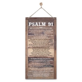 Christian Decor, Bible Verse Psalms 91 Hanging Sign, Decorative Wall Plaque, Spiritual Hanging Wood Sign, Inspirational Wood Wall Decor, Rustic Door Hanger, Religious Home Decor, Christian Gift