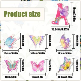 TEAONE Happy Birthday Banner, Butterfly Decorative Banner with Hanging Swirl Streamers for Party Backdrop