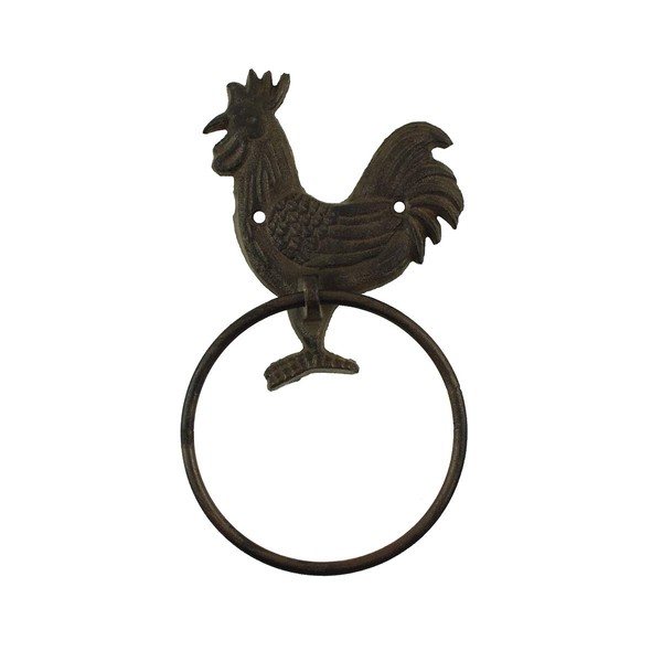 Treasure Gurus Metal Rooster Bathroom Towel Ring Holder Rustic Kitchen