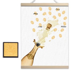 QZCYU Wedding Guest Book Bridal Showers, Champagne Sign-in Fingerprint Message Book, Perfect for Weddings and Engagement Parties, Resgistry Sign in Book for Anniversary Or Reception