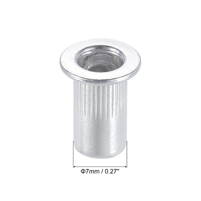 sourcing map M5 Rivet Nuts Aluminium Alloy Knurled Flat Head