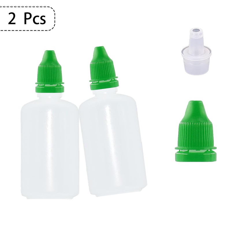 Boguish 2Pcs Plastic Dropper Bottles, 50ml/1.7 oz Empty Squeezable Dropper