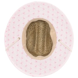 Panama Jack Kids Sun Hat - Hand Woven Straw, Flamingo Lifeguard, UPF (SPF) 50+ UVA/UVB Sun Protection, 3 1/4" Brim (Pink)