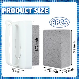 6 PCS Hand-Held Pool Pumice Stones Swimming Pumice Pool Tile Stone Replacement Pool Pumice Stones Pool Cleaning Block with Handle for Swimming Pools Spa Tile Grout Concrete Cleaning