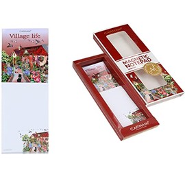 Carmani - Magnetische Notizblöcke für Kühlschrank, To-Do-Liste, Einkaufsliste, Notizblock, Lebensmittelliste bedruckt mit Dorfleben-Muster