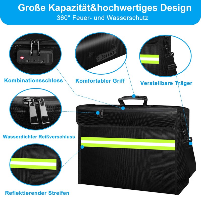 Fireproof Wallet with Lock, Fireproof Box with 6500°F, 10 Layers