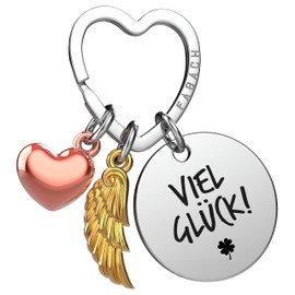 FABACH Good Luck Key Ring Guardian Angel Lucky Charm with Heart and Engraving – Guardian Angel Clover Lucky Charm Angel Du schaffst das – Gifts Much Success Gift Good Luck, Good luck