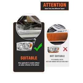 AXLAHA for 2006-2009 Dodge Ram Headlights Assembly Chrome
