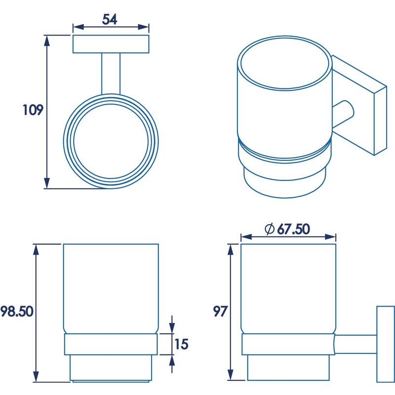 Croydex QM441841 Flexi-Fix Chester Tumbler & Holder, 96 x 68