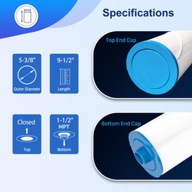 Yoozell 5CH-37 Spa Filter Cartridge Replaces for Watkins 303279, FC-2402, 5CH-37, PFF42TC-P4 78460, AquaTerra, Free Flow and Lifesmart, 1 1/2" MPT Thread, 4 Pack