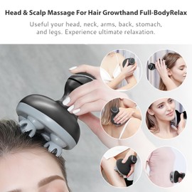 COMFIER Electric Scalp Massager, Waterproof Head Massager with Mutlti-Modes Vibration, Handheld Portable Head Scratcher for Hair Growth, Dog Cat Massager for Deep Clean and Stress Relax