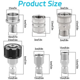 10 Pack Pressure Washer Quick Connect Fittings, Stainless Steel Pressure Washer Accessories Set, M22-14mm Swivel to 3/8" Quick Connect Kit, 3/4 Inch Quick Connect Adapter Set