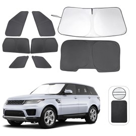 8PCS Windshield Sun Shade Custom Fit for 2014-2022 Land Rover Range Rover Sport Accessories Foldable Sunshade Side Rear Window Shade Cover Full Set Privacy Protection Keeps Car Cool