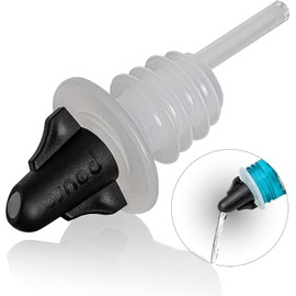 Pouro Alcohol Liquor and Spirits Bottle Pourer Pouring Dispenser Spout Twist to Open and Pour, Twist to Close and Store Bar Juices, Cremes, Syrups, Dressings, Soaps (Black, 10)