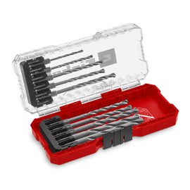 Original Einhell S-CASE 10-Piece Masonry Drill Bit Set (According to DIN 10083-2 Made of Tool Steel, E 6.3 Shank, Inserted Carbide Plate, Roll-Rolled Spindle Including Storage Box)