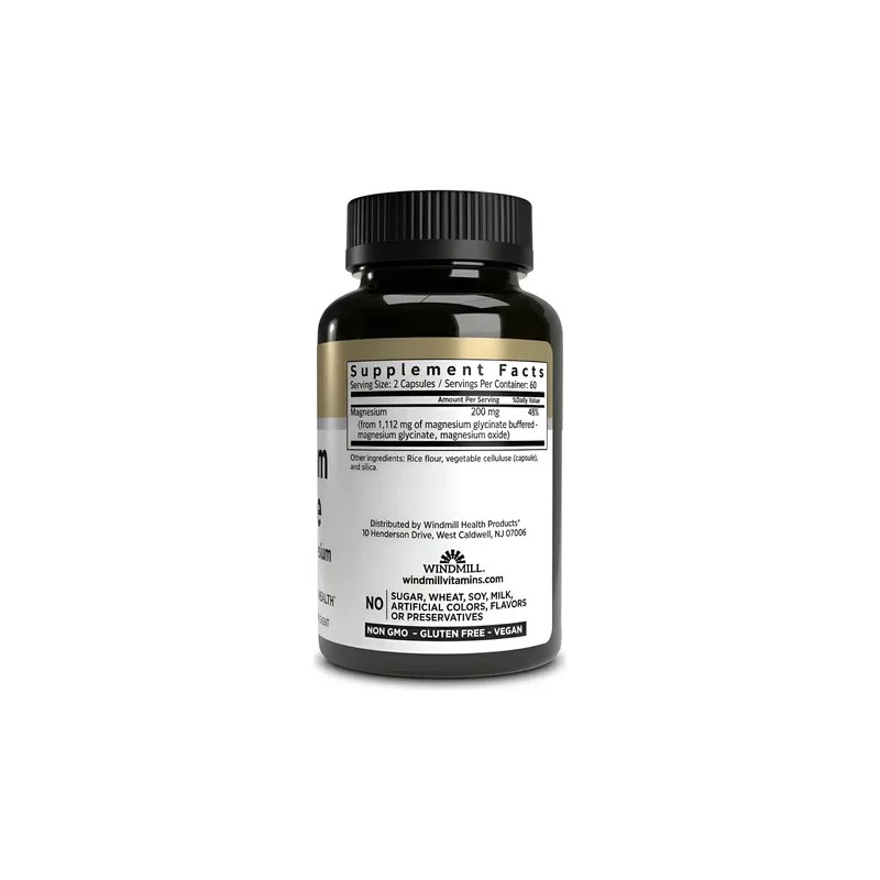 Glicinato De Magnesio Windmill 200mg Buffered - 120 Cápsulas