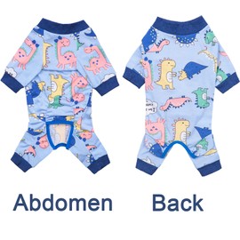 Qunaawa Dog Recovery Suit, Dinosaur Blue, Medium, Soft & Comfortable, Machine Washable, Cone Alternative, Prevent Licking, Female Male, All Seasons