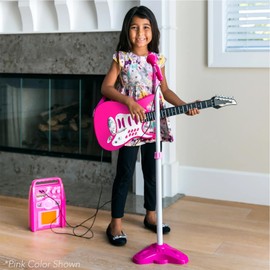 Best Choice Products Kids Electric Musical Guitar Play Set, Toy Guitar Starter Kit Bundle w/ 6 Demo Songs, Whammy Bar, Microphone, Amp, AUX, 2 Sticker Sheets - Black