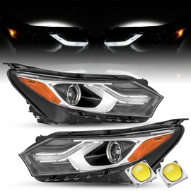 SOCKIR Halogen NOT HID/XENON Headlight Assembly Fits for 2018-2021 Chevy Equinox LED Tube DRL Projector Replacement Factory OE Headlamp Driver and Passenger Side Bulbs Included